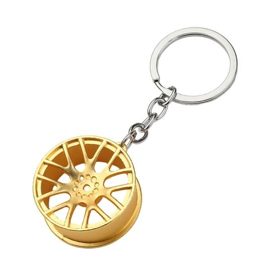 

Tire Keychain Pendant Lightweight Metal Keychain Portable Creative Wheel Hub Design Keyring Fun Accessory for Keys and Bags D