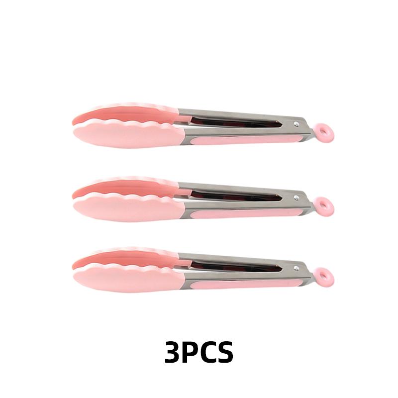 1/3pcs Stainless Steel Cooking Tongs with Non-Slip Silicone Tips 9inch Heat-Resistant Tongs for BBQ Oven Grilling Salad Kitchen