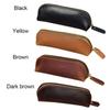 Cowhide Pencil Bag Retro Style Zipper Pen Case School Supplies Office Stationery Pen Storage Glasses Bag