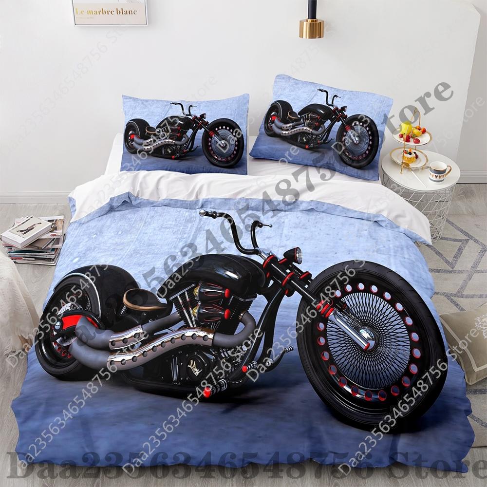 Comforter New Motorcycle Bedding Set Single Twin Full Queen King Size Motorcycle Bed Set Aldult Kid Bedroom Duvet Sets 3D Anime 038