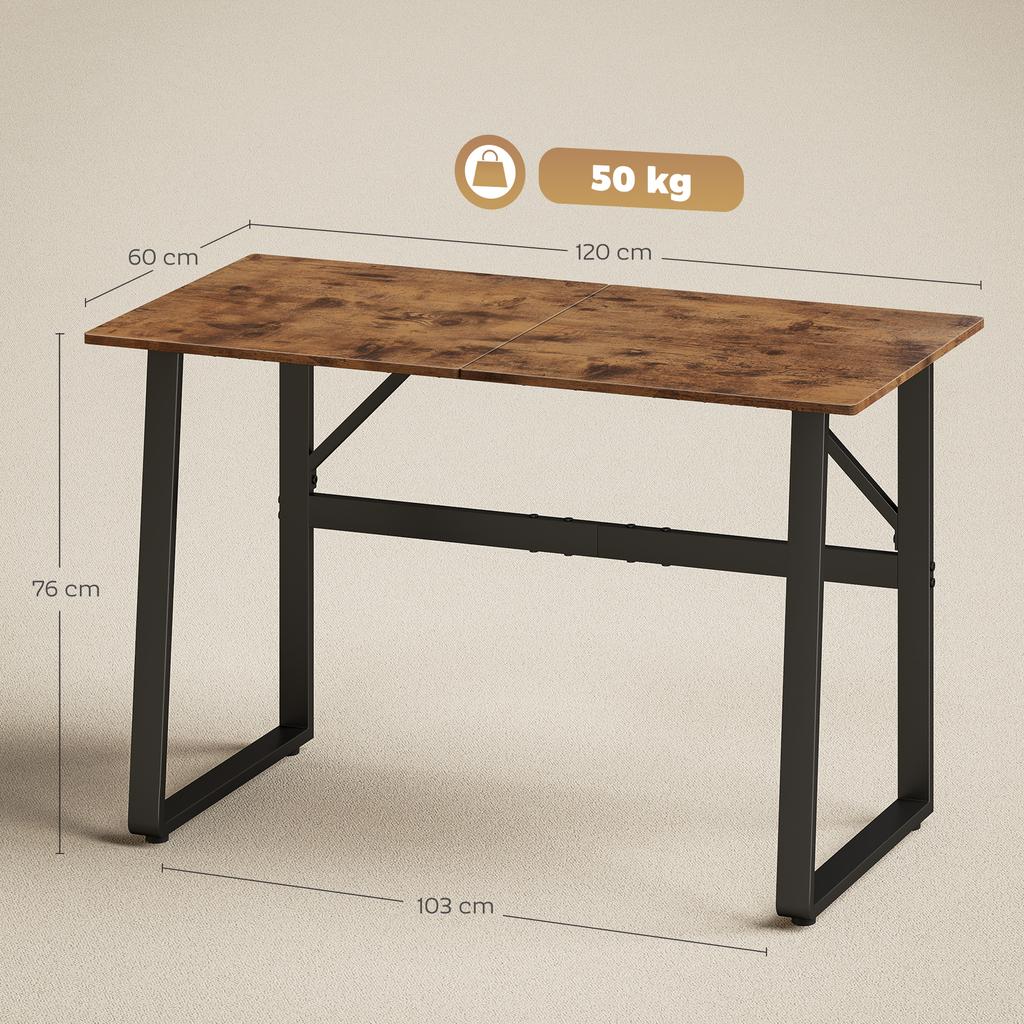Computer Desk, 120 cm, Adjustable Legs, Rustic Brown
