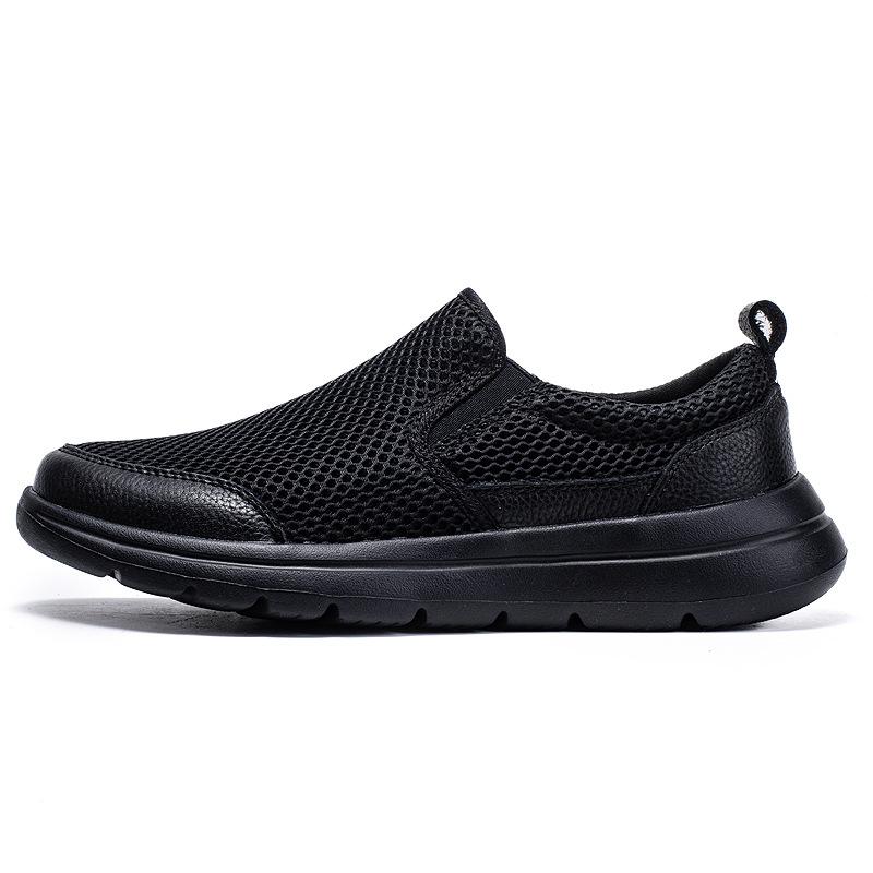 Mesh Men's Shoes Spring and Summer Simple Black Casual Shoes Light Breathable Soft Sole Comfortable