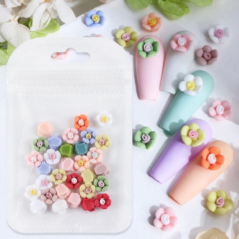 

30 Pcs 3D Flower Nails Art Charms Floral Nail Charms Resin Nails Art Decoration Nail Art Supplies for Acrylic Nails Craft 1