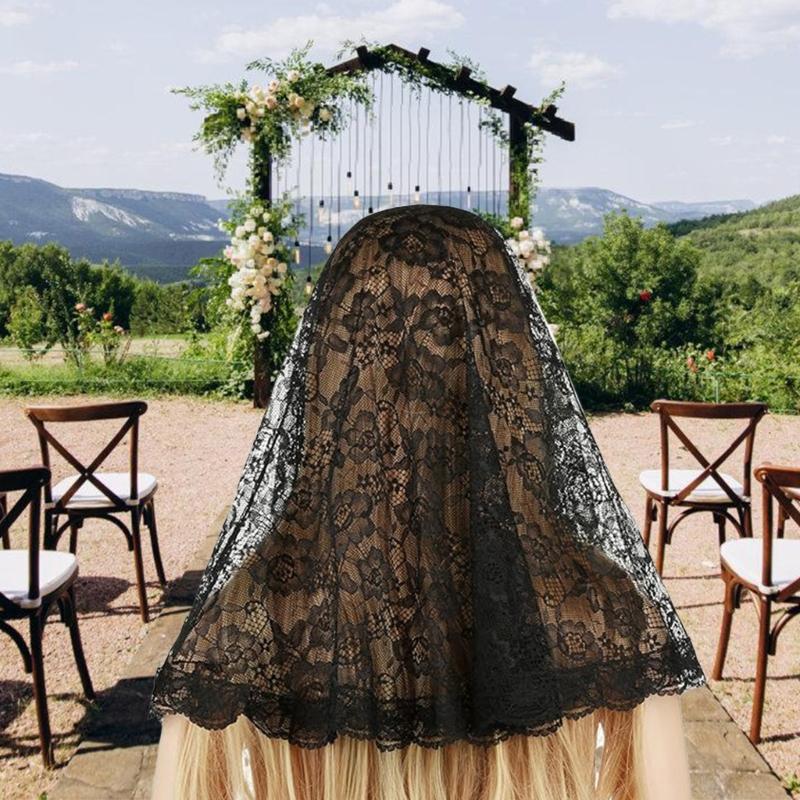 Bridal Veil Bride Elaborate Flower Lace Mantilla Short Bachelorette Party Bride Veil Party Head Scarf Head Covering