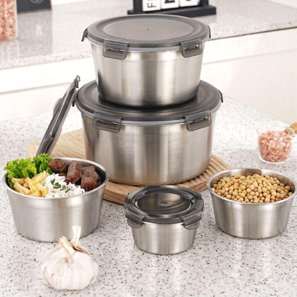 201 Stainless Steel Fresh Keeping Box with Lid Lunch Box  for Kitchen Refrigerator