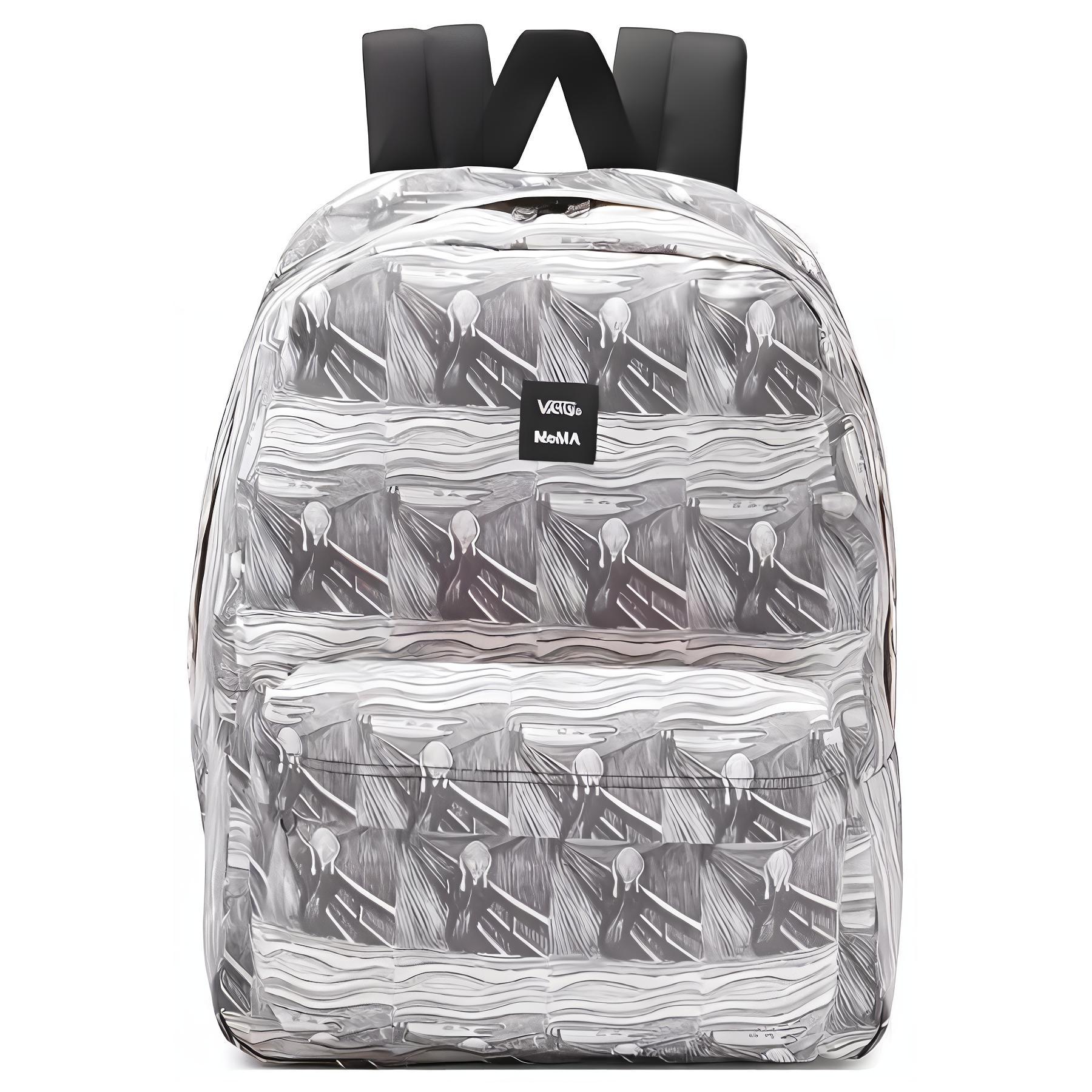 Vans X Moma Old Skool Collaboration Large Capacity Sports Backpack Unisex Backpack Gray White VN0A3I6R1UB1 Gray White