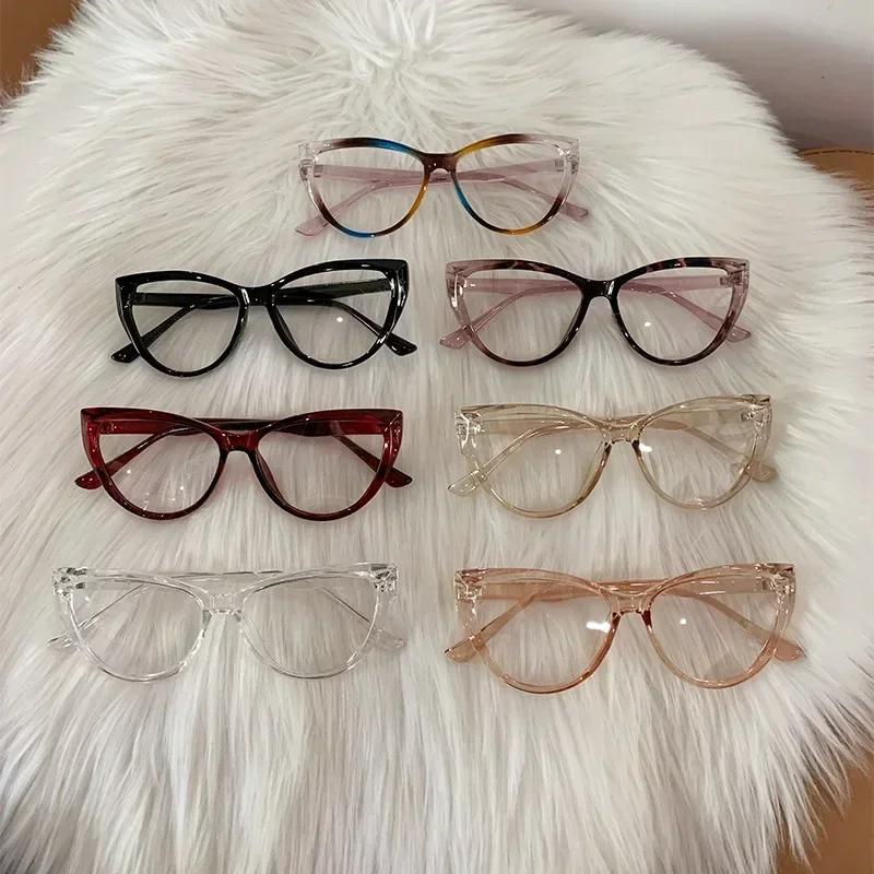 New Cat Eye Women's Fashion Myopia Glasses Retro Anti Blue Light Glasses Ultra Light Unisex Transparenr Computer Eyewear