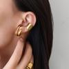 New Korean Fake Piercing Earcuff Double Circle Ear Cuff Faux Earrings for Women Man Hiphop Cuffs Earclips Accessories Gift