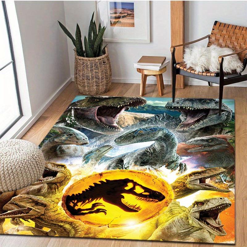 800g Heavy Duty Dinosaur Mat,Vibrant T-Rex Velociraptor Digital Print, Large Size for Indoor Outdoor Living Room Kitchen Camping