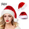 Holiday Costume Accessories Christmas Santa Hat, Flannel Plush Hat for Adults, Soft Thickened Thanksgiving Halloween Props Red White Velvet
