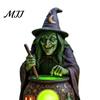 Solar Powered Spooky Lights Witch Cauldron Garden Stake Light, Waterproof Resin Glowing Outdoor Holiday Displays Figurine Statue, Pathway