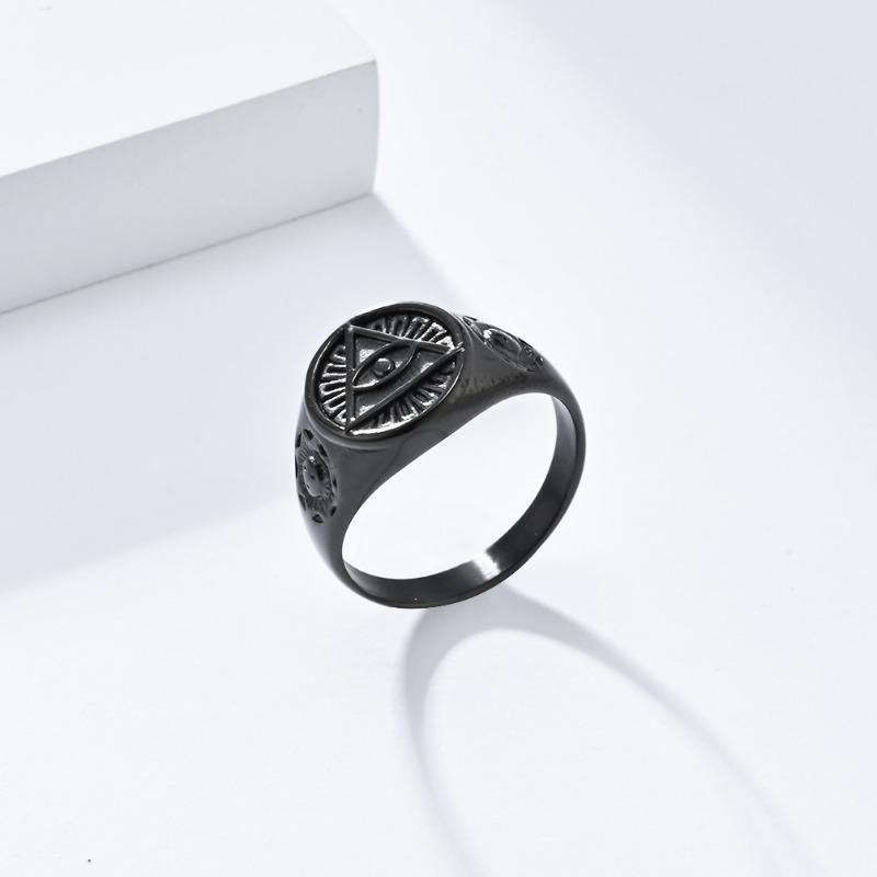 Ancient Egyptian Vintage Aged Eye of Horus Titanium Steel Ring for Mens Gold Fashion Jewellery