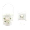 White Lace Wedding Flower Basket Ring Pillow for Flower Girl