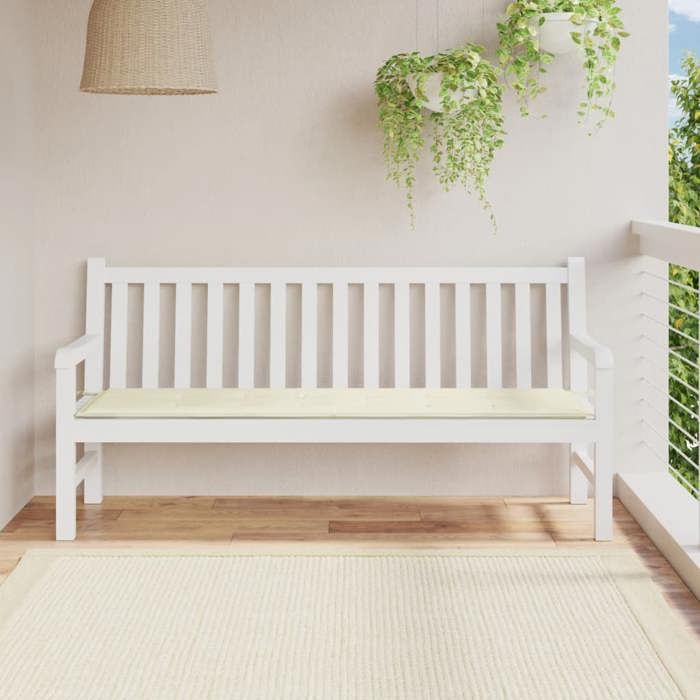 VidaXL Coussin de banc de jardin crème 180x50x3 cm tissu oxford 43200