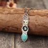 Stylish Turquoise Owl Pendant Necklace Decoration for Women Who Love Bohemian Styles and Distinctive Accessories