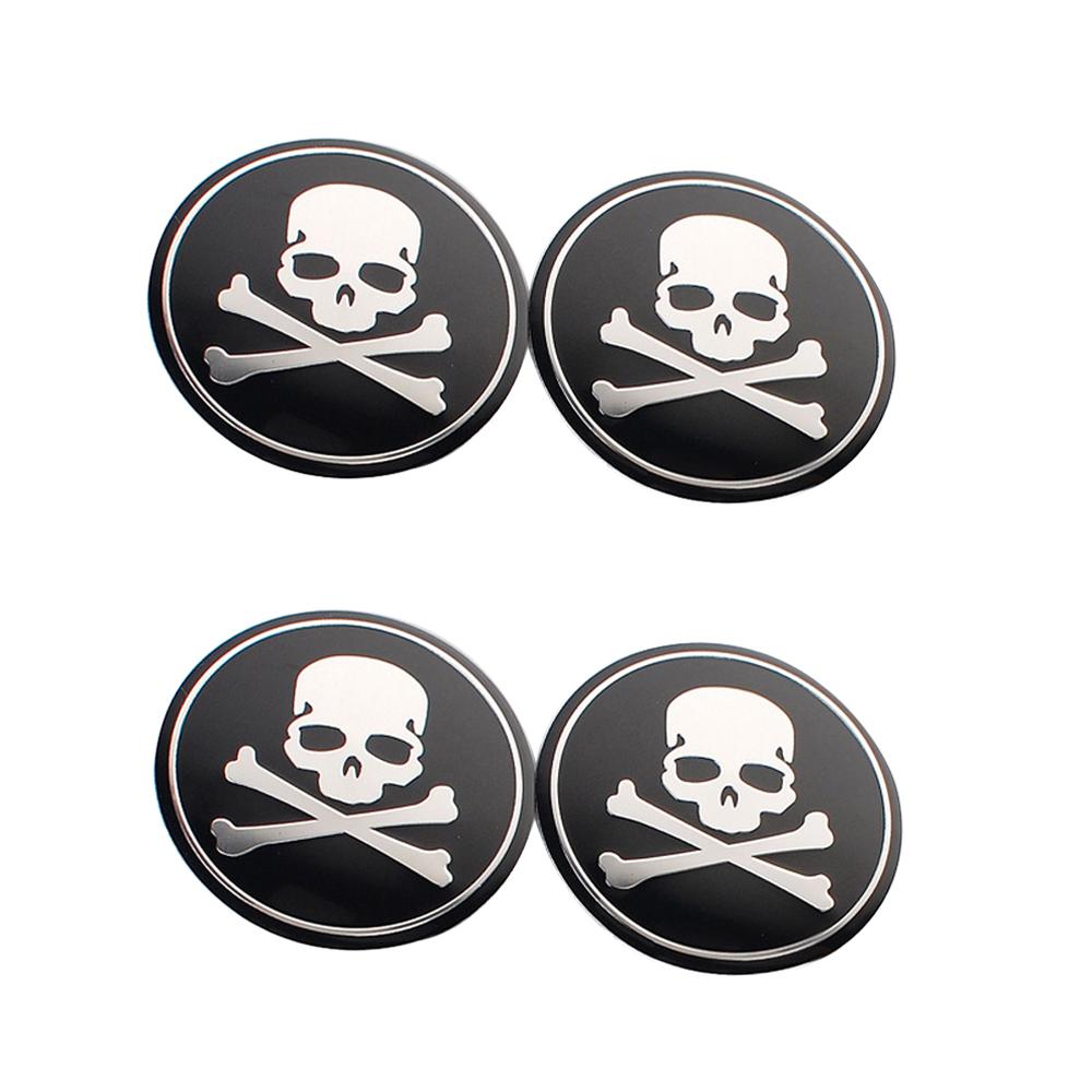 4Pcs/Set 56mm Car Auto Vehicle Cross Bone Skull Wheels Center Hub Caps Cover Decoration Durable Exterior Accessories Universal