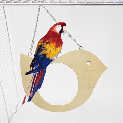 Bird Swing Toy ,Parrot Perch, Steel Buckle Wooden Budgie Hanging Stand Chews for Finches