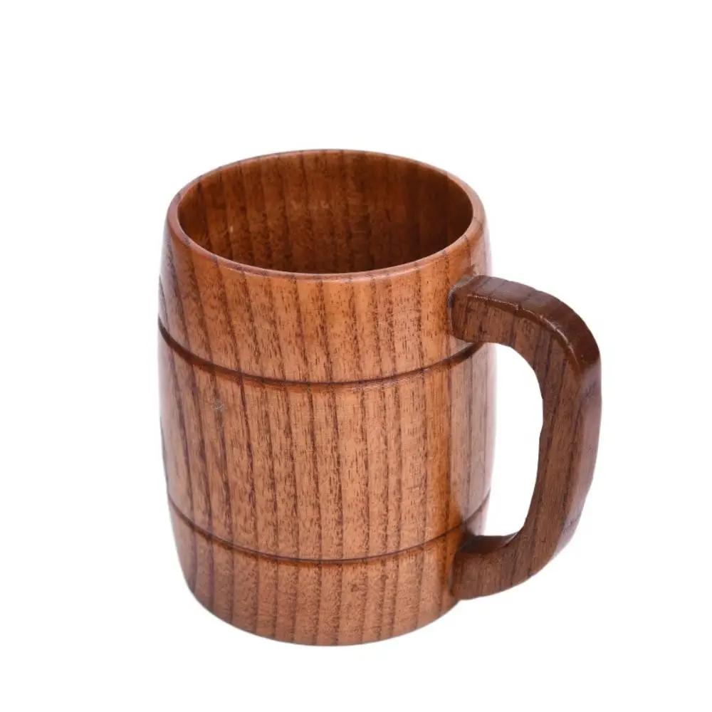 Gift Vintage Wooden Tea Cup Japanese Style Handmade Wood Coffee Mug with Handle Solid Wood Drinking Cup Restaurant