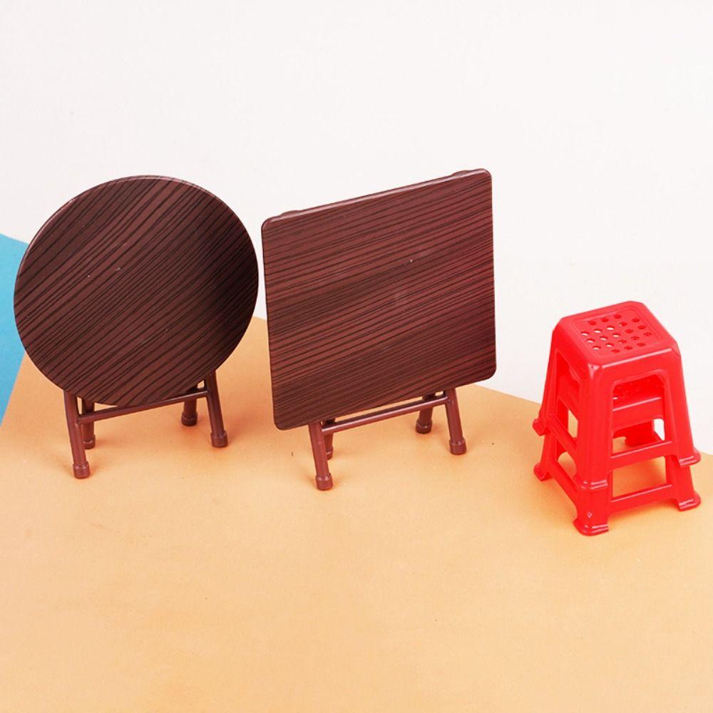Mini Stool Dollhouse Folding Table Doll Furniture Dollhouse Small Chair  Kids Gift