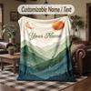 Mountain Floral Dream Theme Throw Blanket Custom Name Text Personalized Blanket Soft Cozy Blanket for Home Sofa Bed