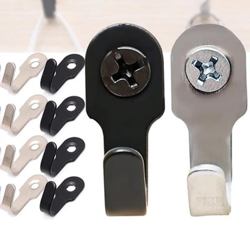 10Pcs/Set Mini Stainless Steel J-Shaped Hook With Screw Items Key Rack Wall Mounted Punching Hook Bathroom Kitchen Hardware