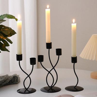 2/3 Heads Candle Holder Romantic Iron Candles Stand Long Candle Candlestick  Photo Props