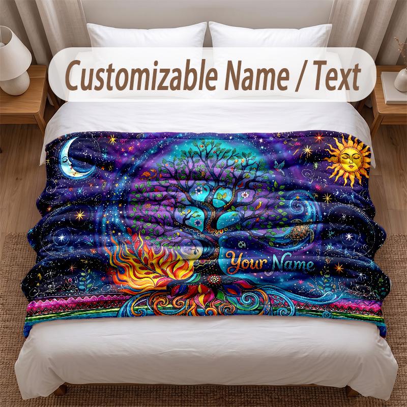 Music General Theme Soft Blanket Personalized Custom Name Text Print Warm Blanket Home Sofa Bedroom Decor