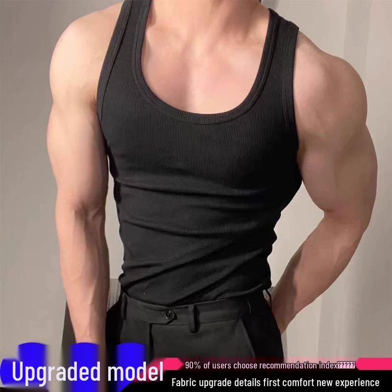 Canotta da Fitness da Uomo: Canotta traspirante in cotone a scollo basso elastica