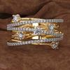 Huitan Lady Ring Gold Color/CopperColor Multi-layers Luxury Party Wedding Accessories Inlaid Sparkling CZ Daily Fashion Jewelry