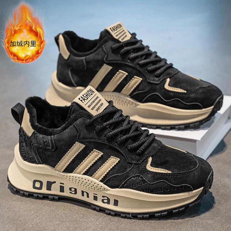 New men's shoes popular three-bar Forrest Gump shoes fashion sports casual shoes men's velvet running shoes platform dad shoes