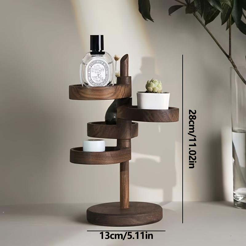 1set Solid Wood 360° Rotating Desktop Organizer - Multi-Tier Earring Ring Key Holder, Home Office Desk Storage, Jewelry Towers