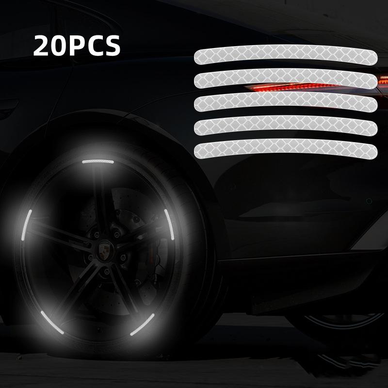 

20 шт. Светящиеся наклейки на ступицы автомобильных колес Высокоотражающая полосатая лента для мотоцикла автомобиля Безопасность при ночной езде Универсальная наклейка