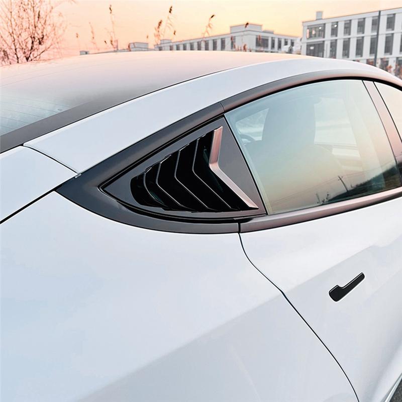 A28G-For Tesla Model 3 Highland 2024+ Rear Side Window Louvers Air Vent Scoop Shades Cover Blinds Spoiler Parts Gloss Black