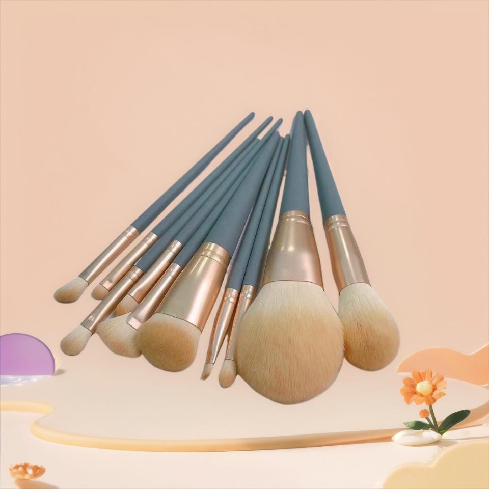 

Lanqiao Beginner Makeup Brush Set: Includes Powder, Blush, Eyeshadow, and Concealer Brushes.