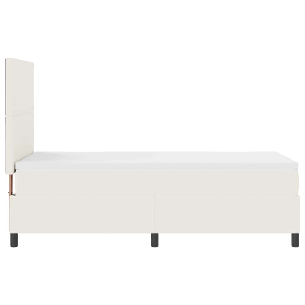 LED Box Spring Bed in Cream and White 80 x 200 cm Cord Fabric