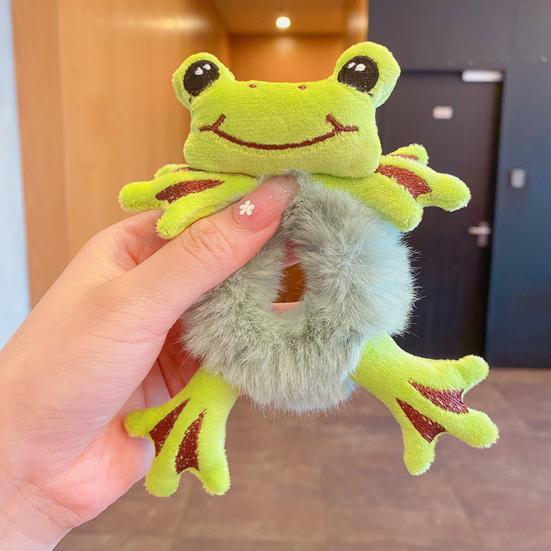 Hair Tie Soft Plush Material Cartoon Frog Panda Animal Shapes Elastic Hair Rope Women Hair Accessories