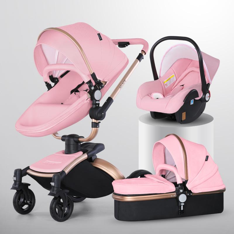 360° Rotating Baby Stroller: High View, Reclines, Foldable, Shock-Absorbing Eggshell Design