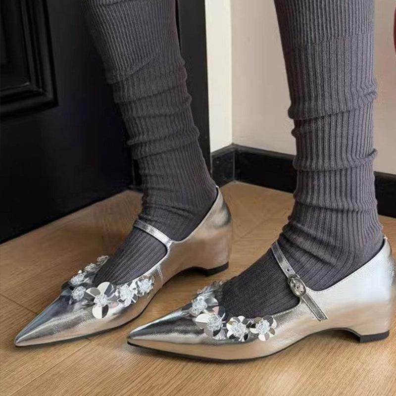 Crystal Women Mid Heels Shoes Pointed Toe Elegant Pumps Dress Woman Sandals 2025 Summer Trend Designer Zapatos De Mujer