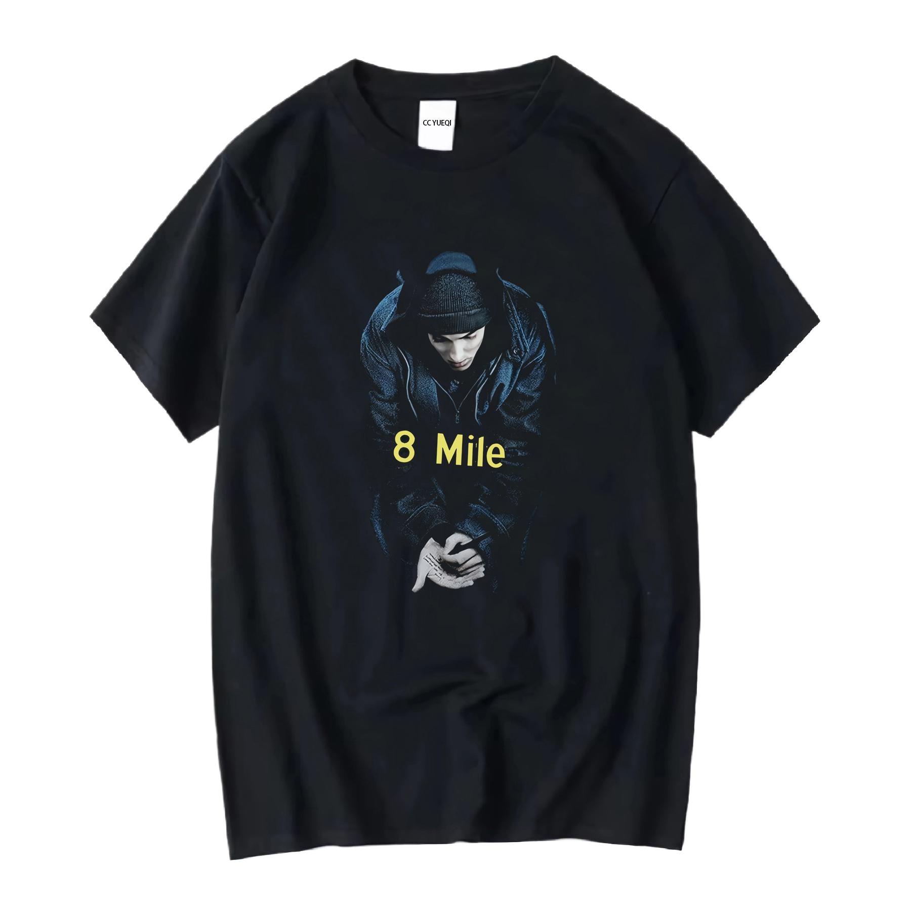 

Spring/Summer 2026 Vintage Size Eminem 8 Mile Front Printed T-shirt, American Retro Fashion Casual Streetwear, Comfortable - ... S разноцветный