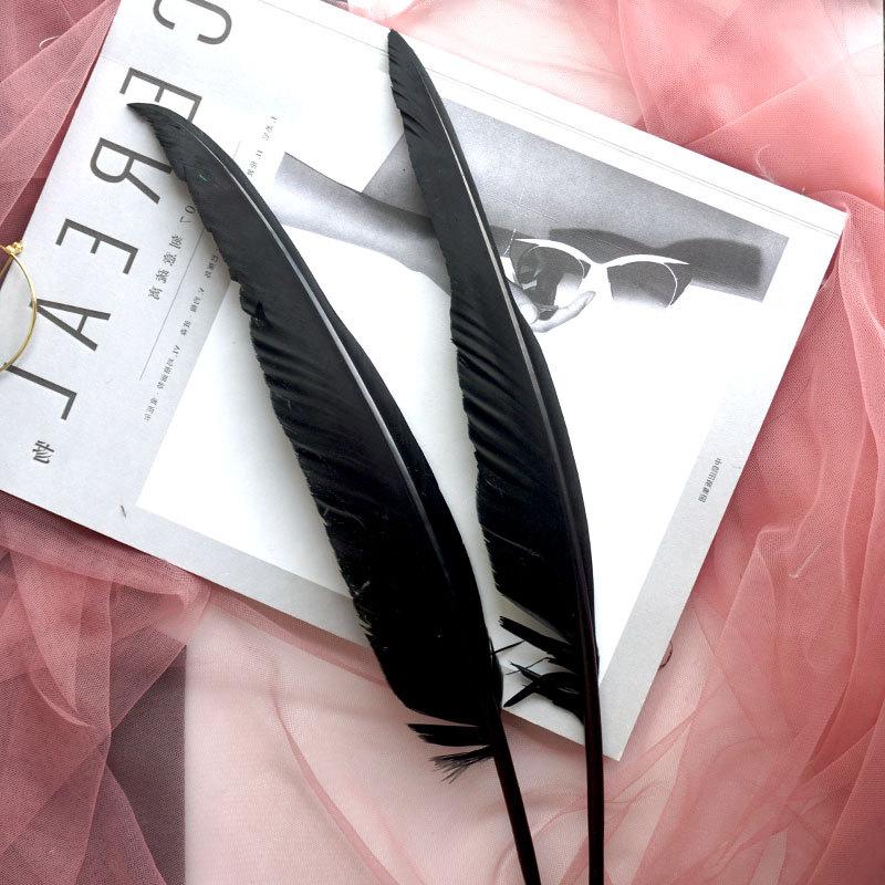 Bulk Long Colorful Goose Wing Feathers Pen Ballpoint Pen Metal Pretty Party Wedding Gift Craft Special Events