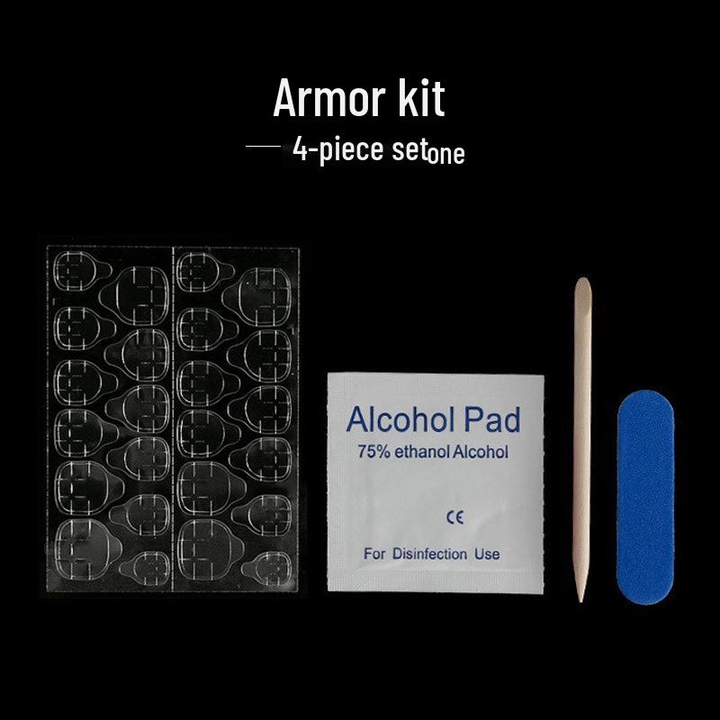 

Complete Press-On Manicure Kit: Nail File, Cleaning Pads, Wood Sticks, Glue, Jelly Glue (4 Pieces)