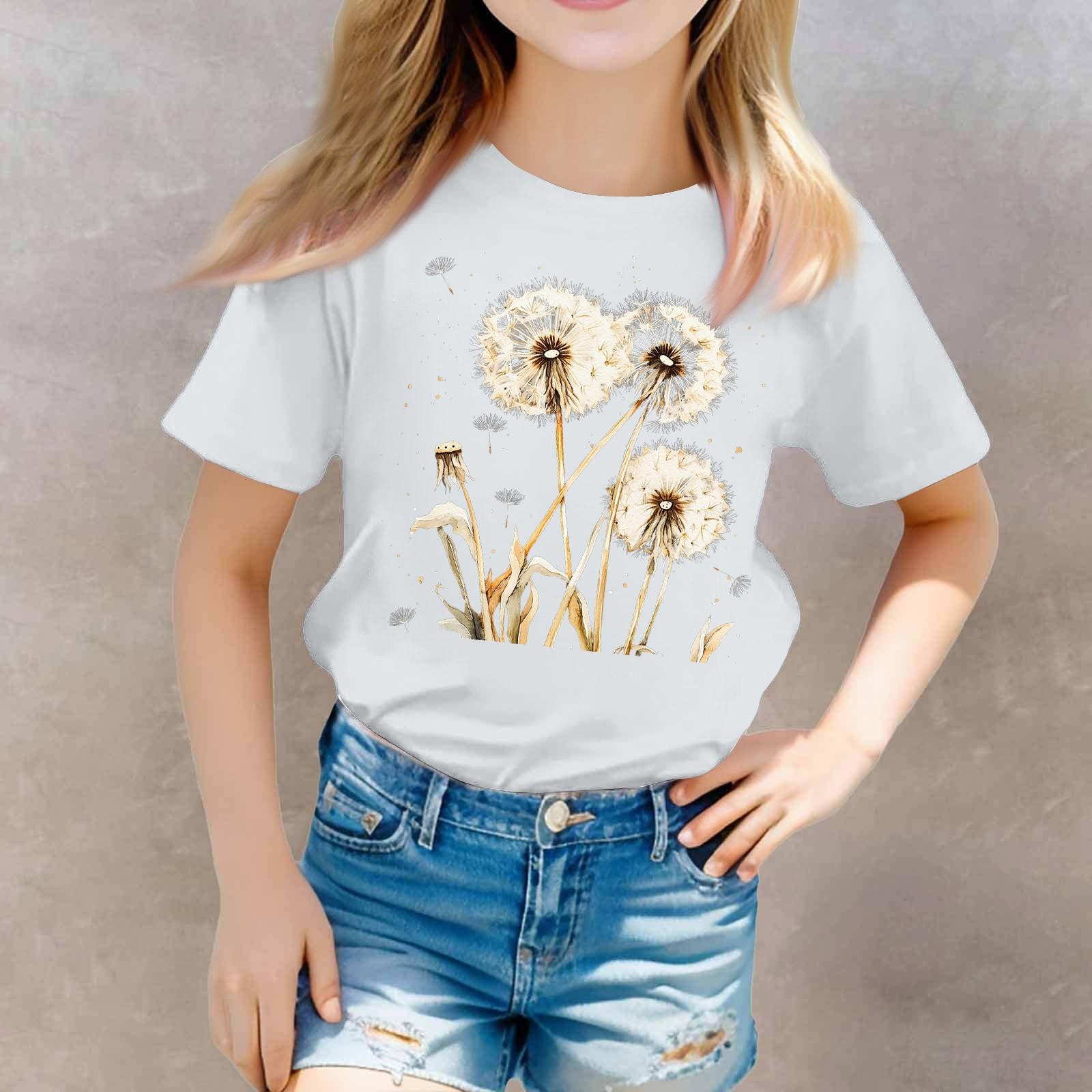 

Повсякденна футболка з короткими рукавами та круглим вирізом для дівчаток 160 білий