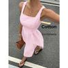 Damen Freizeitmode Quadratischer Ausschnitt Ärmellos Color Block Gestreift Hohe Taille Langes Kleid