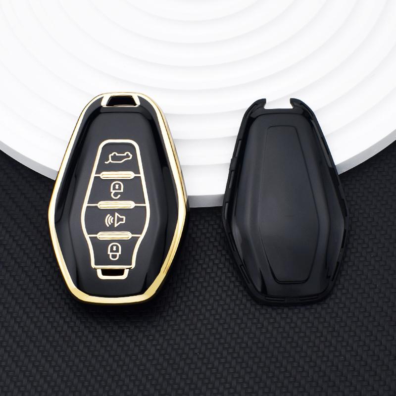 Coque Télécommande Auto Bord Doré Support Fob Protecteur Pour Chery Jetour X70 X90 X95 Plus TPU Étui Housse Clé de Voiture Accessoires