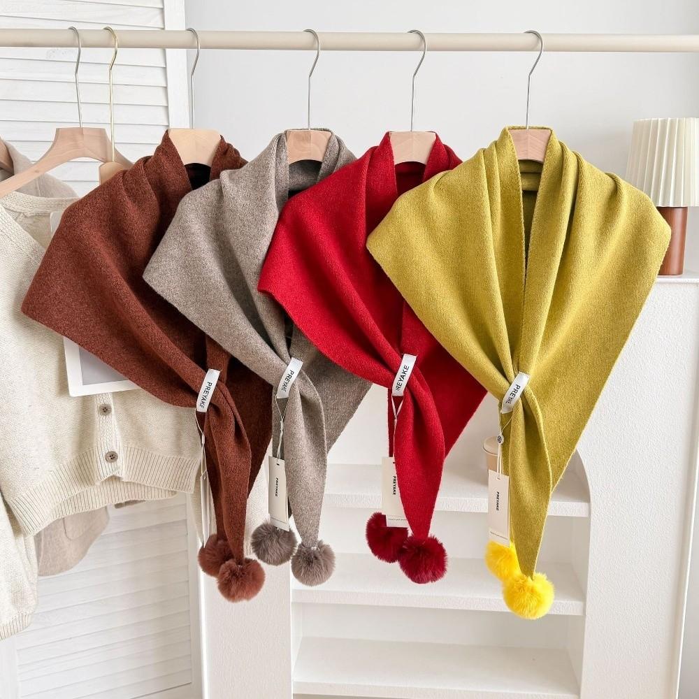 Soft Thick Triangle Knit Scarf Cross Tie Shoulder Cover for Cold Weather Casual Wear