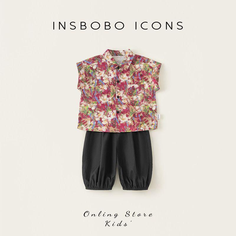 Insbobo Boys  Summer Clothing Children s Clothes 2026 New Summer Style Boys  Shirt Set Stylish Baby Children s Clothing Red 80