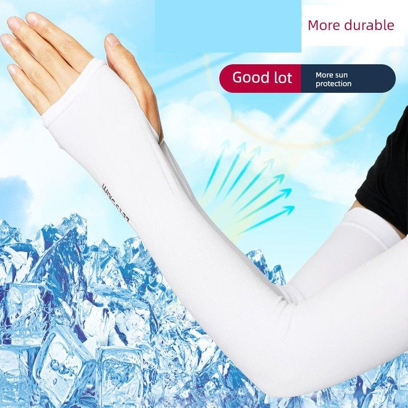 

Ice Sleeve Sun Protection Women s Oversleeve UV Protection Ice Silk Arm Guard Arm Sleeves Men s Summer Thin Gloves Driving Sleeves White 10 pairs(Open Finger) One size