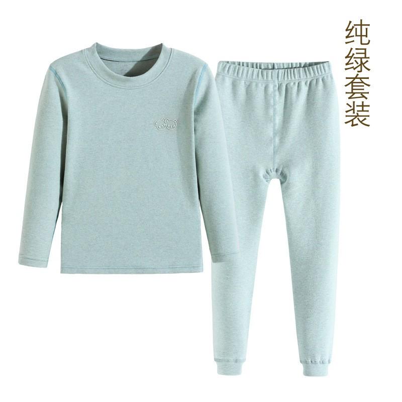 Kids Thermal Underwear Set Fleece Lined Mid-Collar Cotton Sleepwear Boys Girls Winter
