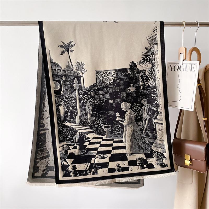 Fashion Print Cashmere Shawl Scarf Women Thick Winter Warm Blanket Hijab Foulard Neckerchief Luxury New  Echarpe Wraps