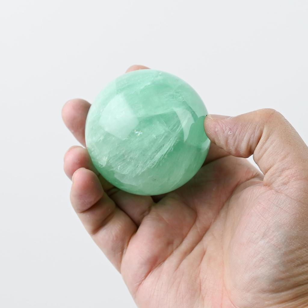Eigado Fluorite for Study Academic and Power Stone Amulet Sphere, 63mm, 420g, Luck, Ability, Knowledge,